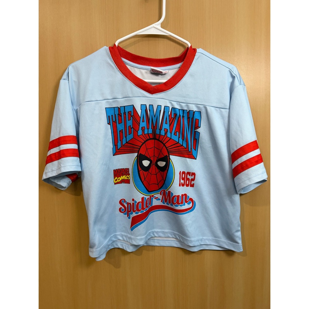 Marvel Comics The Amazing Spider-Man Kids Jersey Mesh T-Shirt Blue Red XS 62